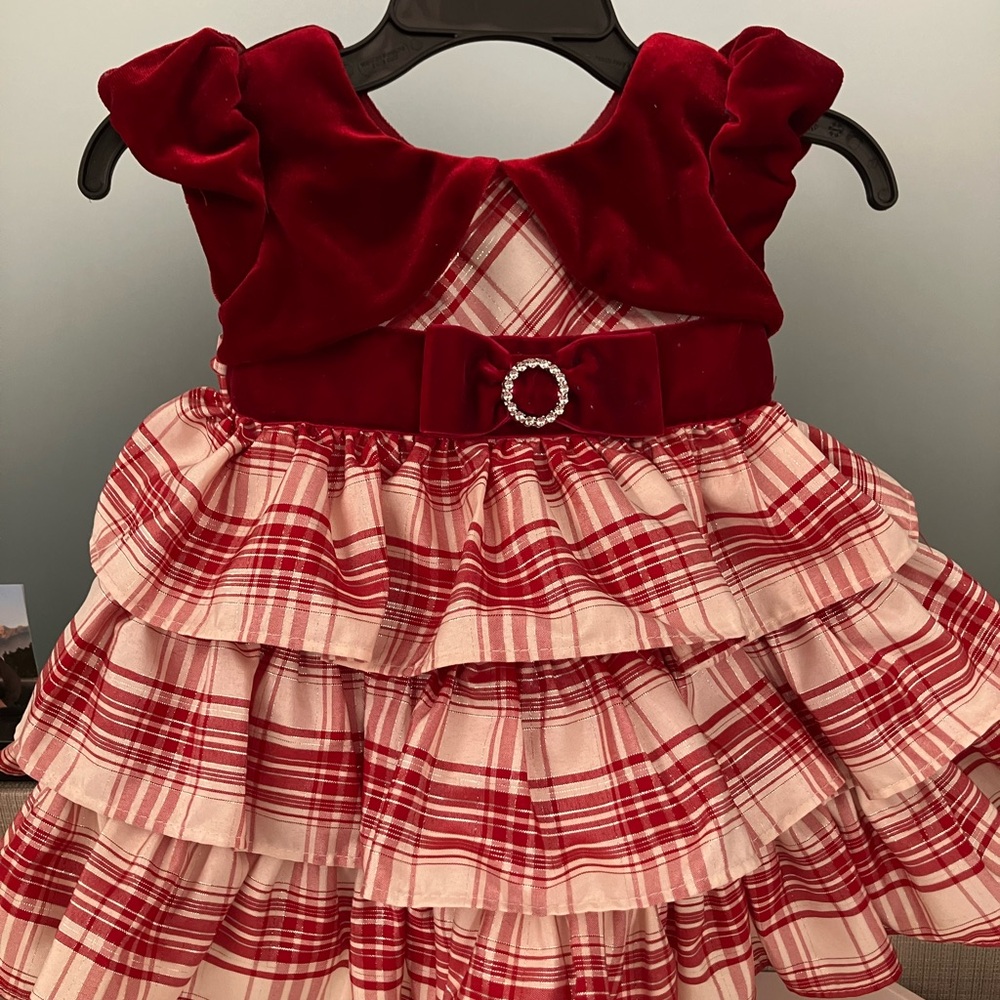 Rare Editions Velvet and Plaid Ruffle Dress